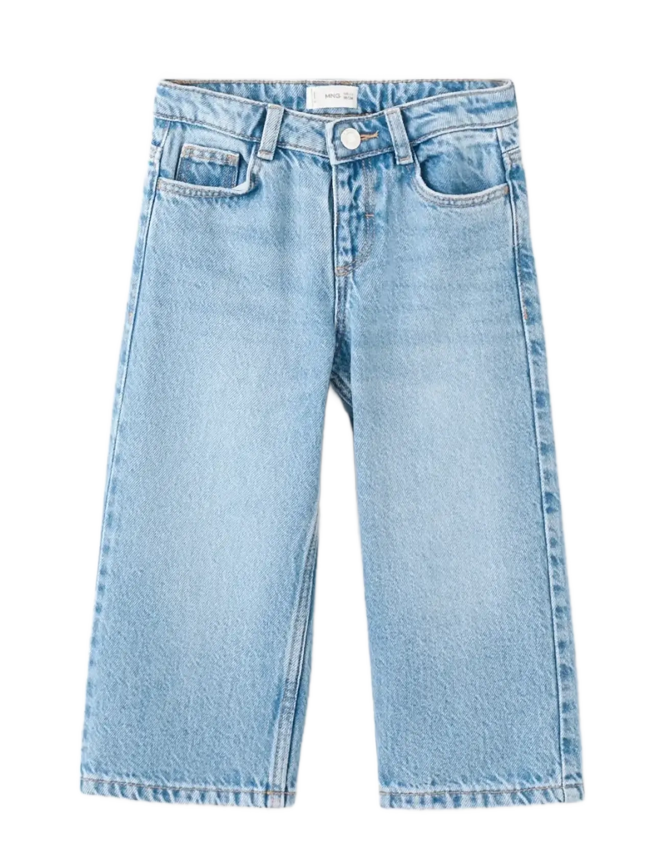 Mango Wide Leg Long Jeans, Børn, Vide Ben Jeans, Blå, Str: 4-5