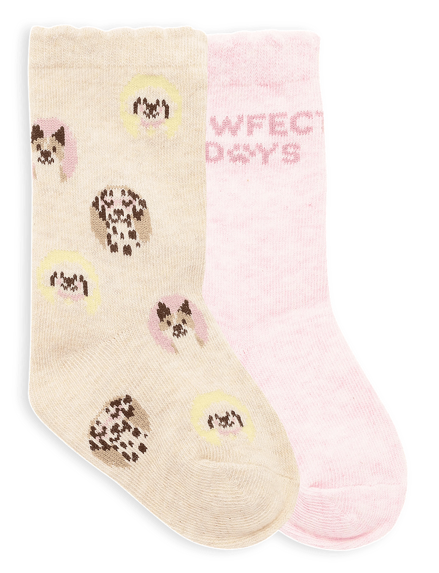 Mango - 2 pack patterned socks - babysokker - light beige - 1