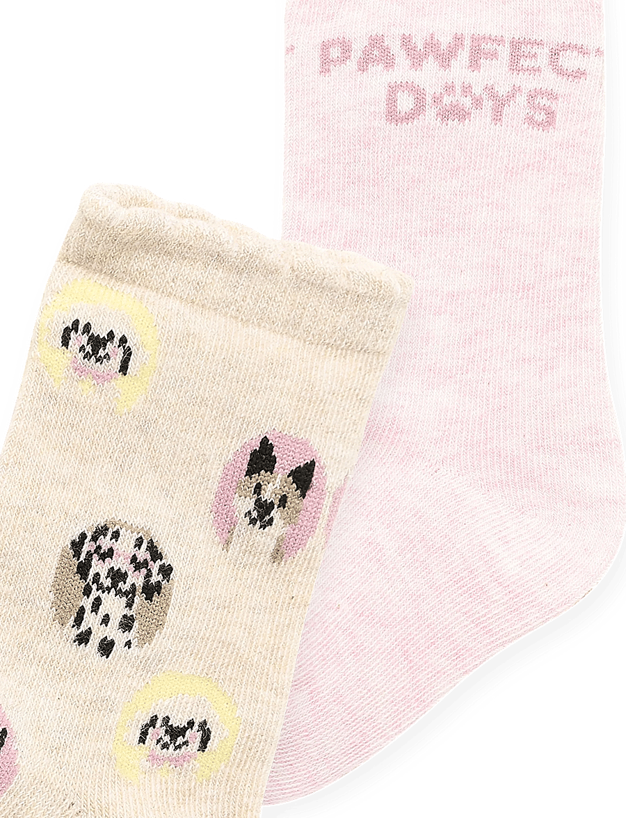 Mango - 2 pack patterned socks - babysokker - light beige - 4