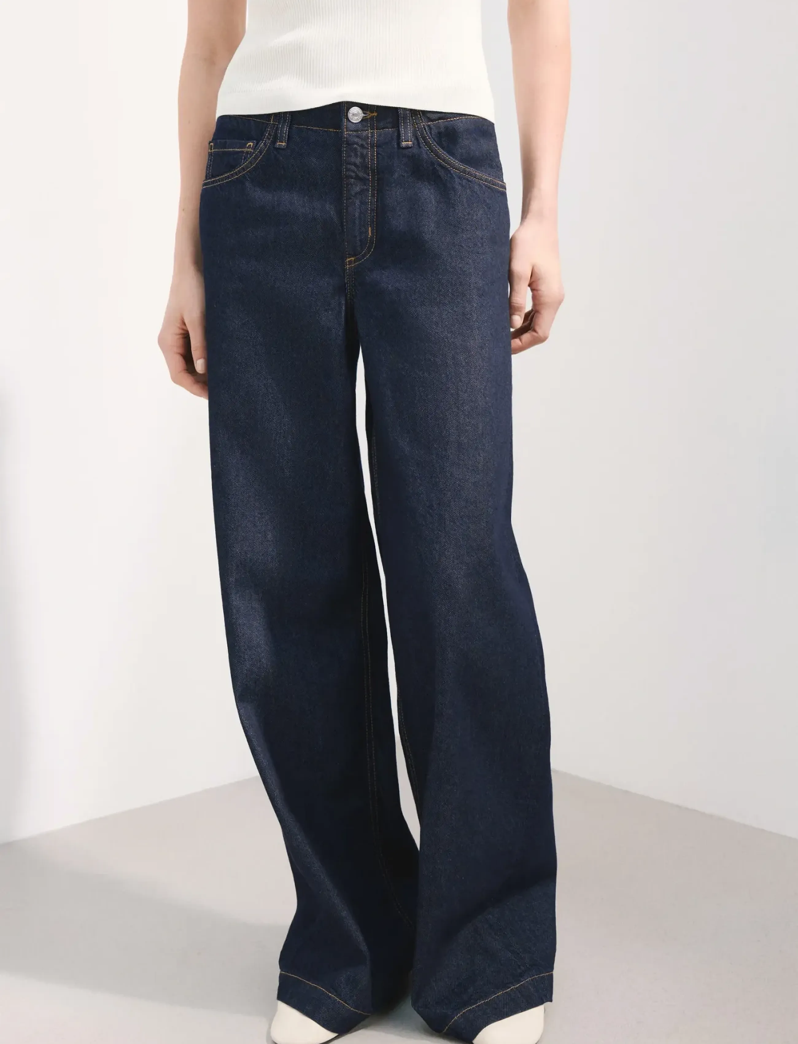 Mango Wide leg mid-rise jeans - Tøj - OPEN BLUE / navy