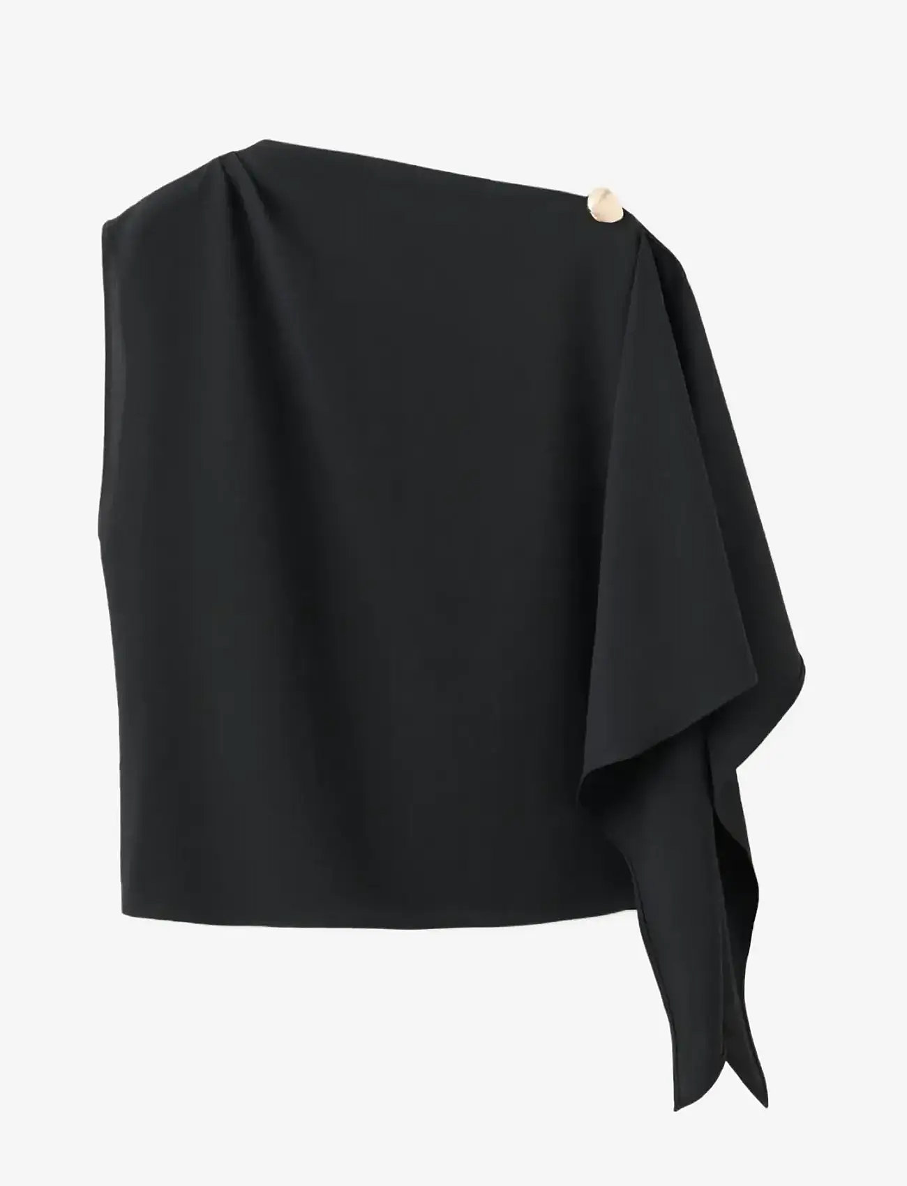 Mango - Blouse with asymmetrical neckline - Ärmlösa blusar - black - 1