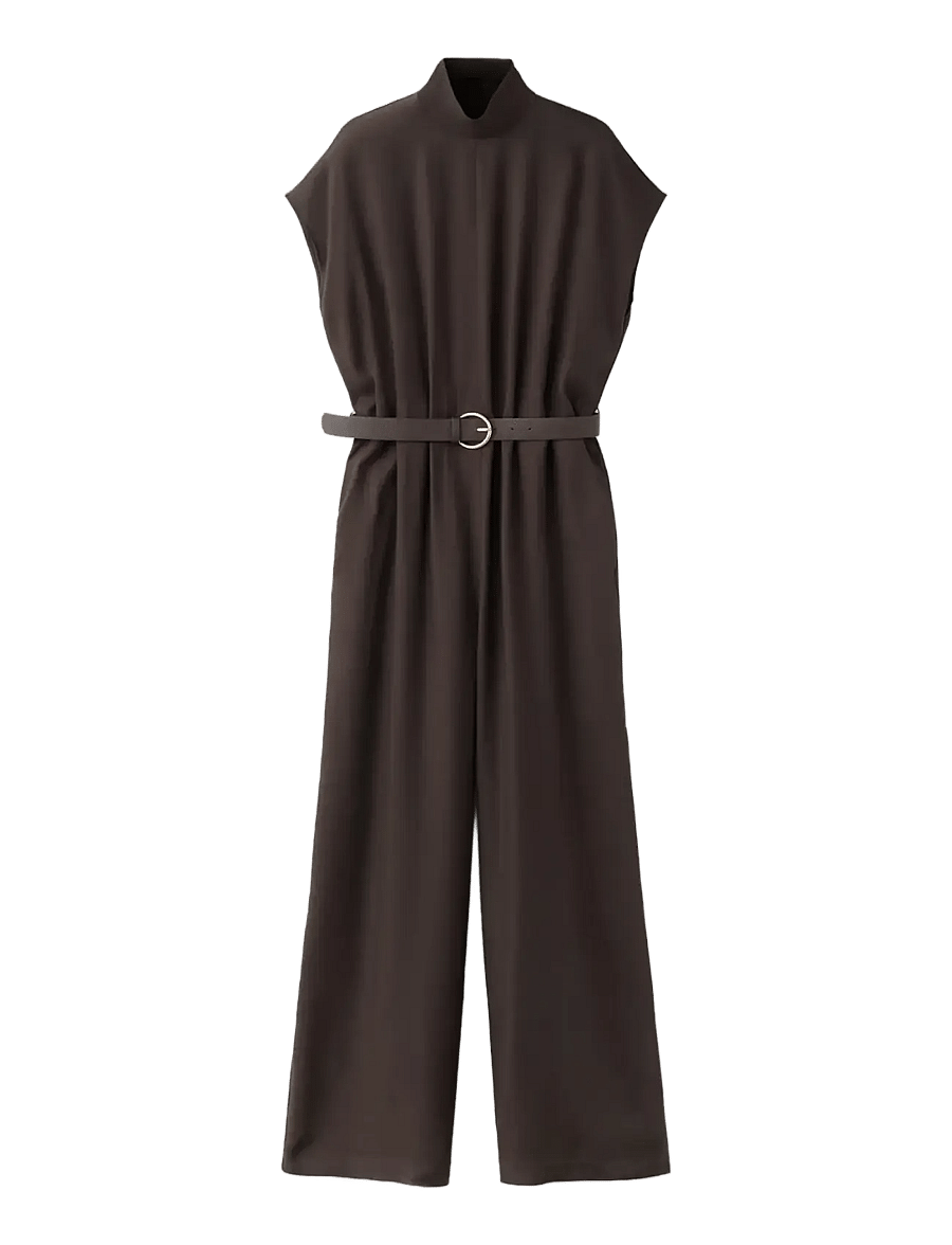 Mango - Lyocell jumpsuit with belt - jumpsuits - dark brown - 1