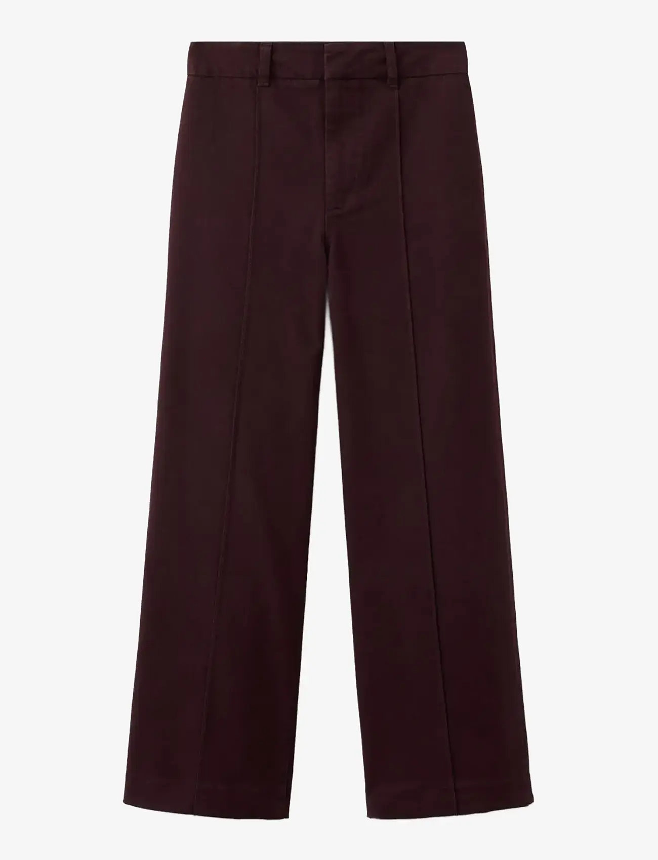 Mango - High-waisted wide leg jeans with stitching - vida jeans - dark red - 1
