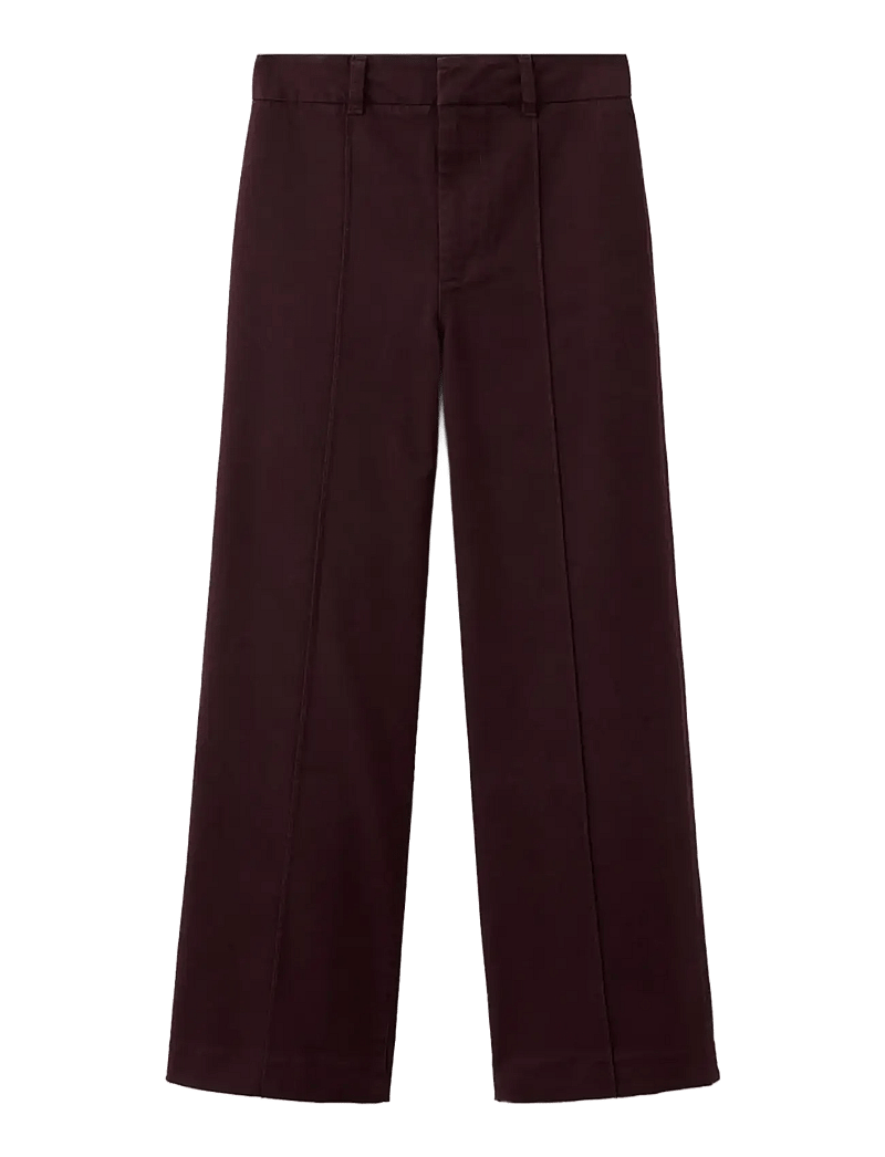 Mango - High-waisted wide leg jeans with stitching - vida jeans - dark red - 1