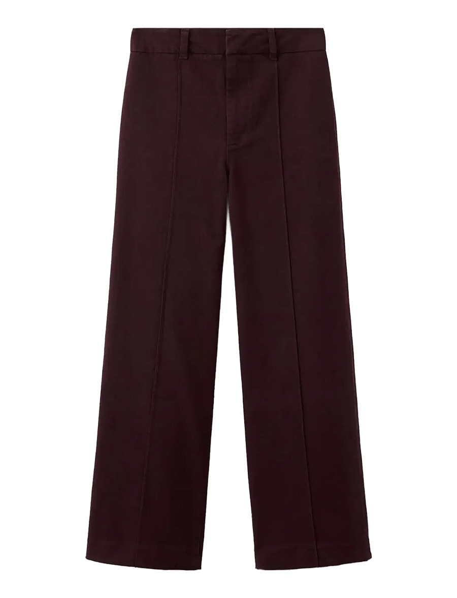 Mango - High-waisted wide leg jeans with stitching - vida jeans - dark red - 1