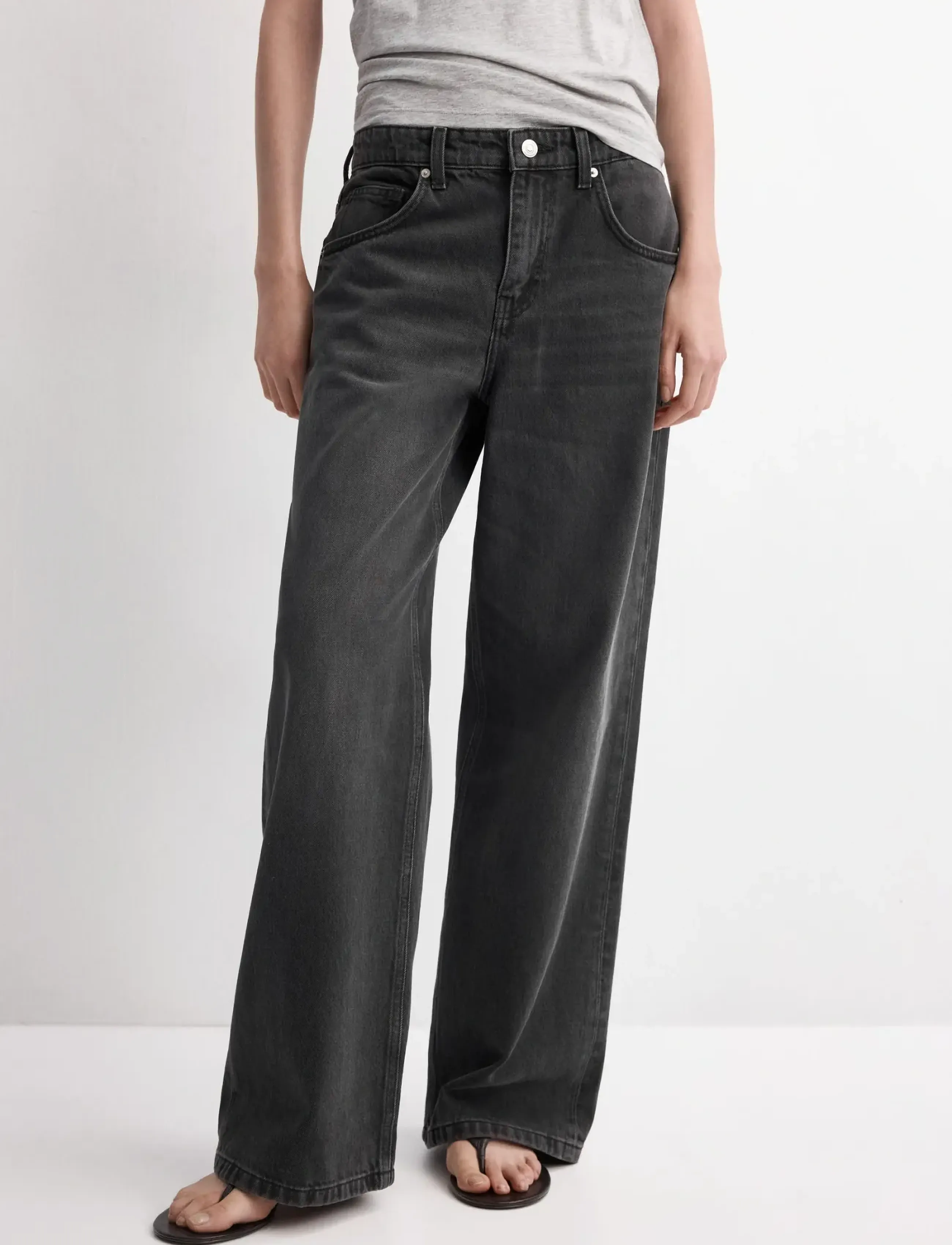 Mango Mid-rise straight jeans - Transitional Layering - OPEN GREY / grey