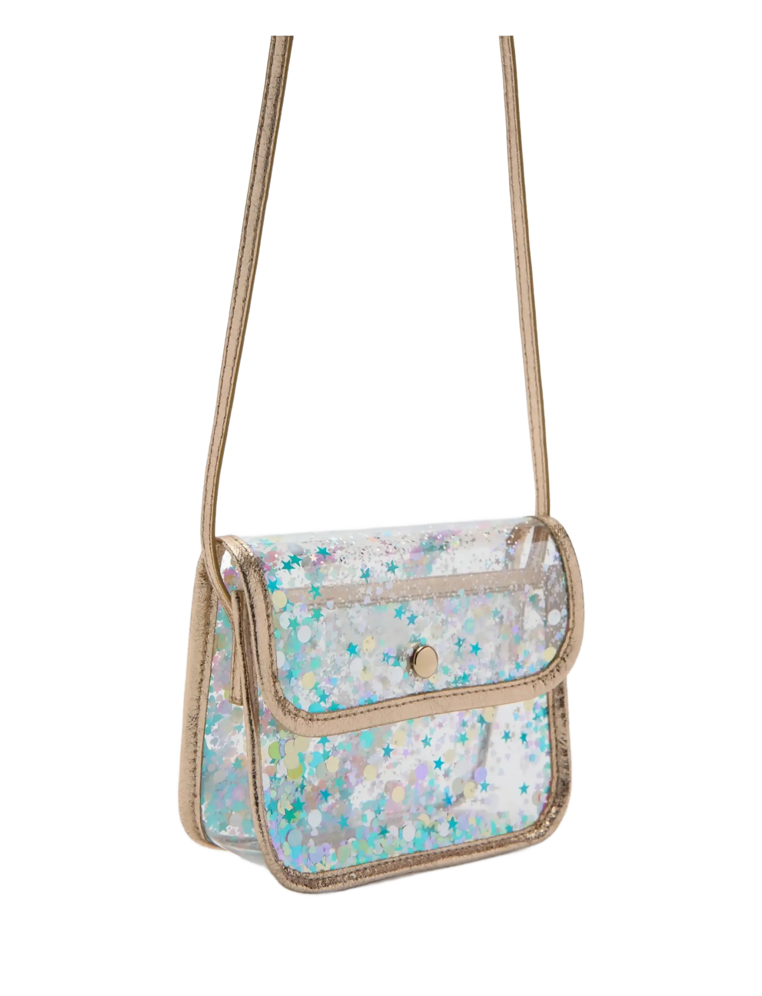 Mango - Glitter transparent handbag - tygpåsar & små väskor - gold - 1