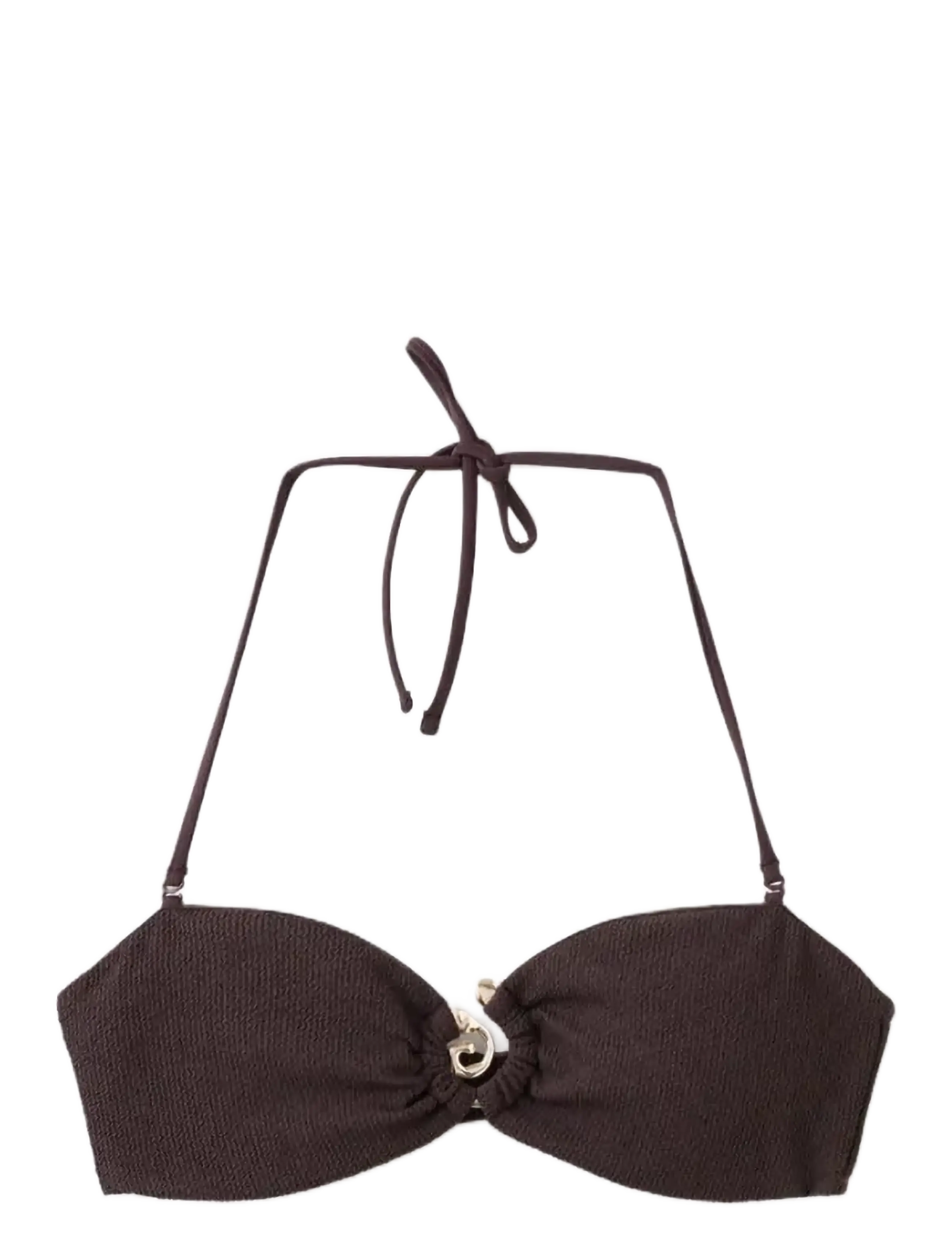 Mango Bandeau bikini top with decorative ring - Bikinitoppar - BROWN / brown
