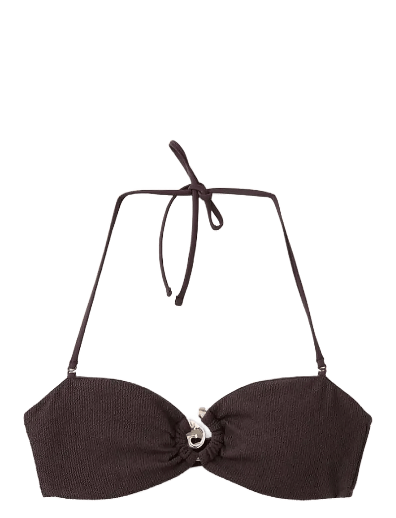 Mango - Bandeau bikini top with decorative ring - bandeaubikinier - brown - 1