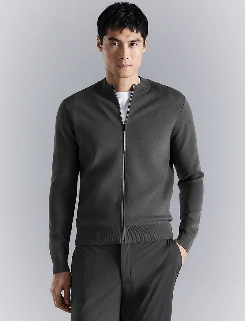 Mango - Comfort stretch knit cardigan - koftor - dark grey - 0