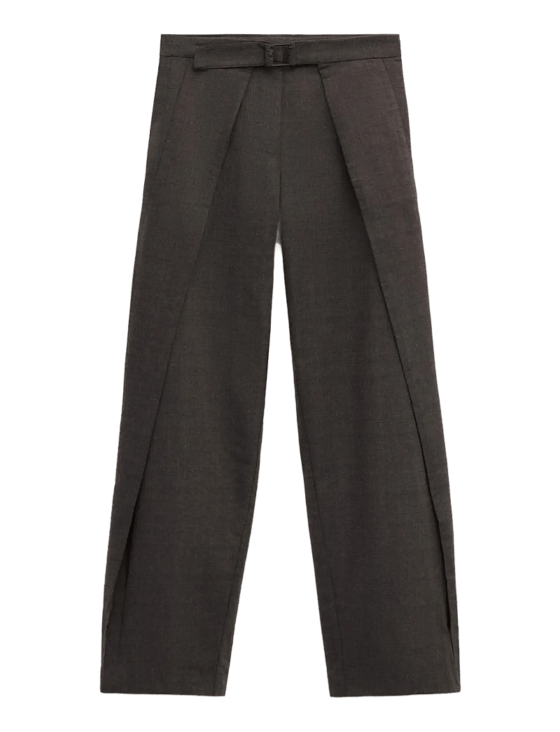 Mango - Pleated trousers with belt - bukser med lige ben - brown - 1