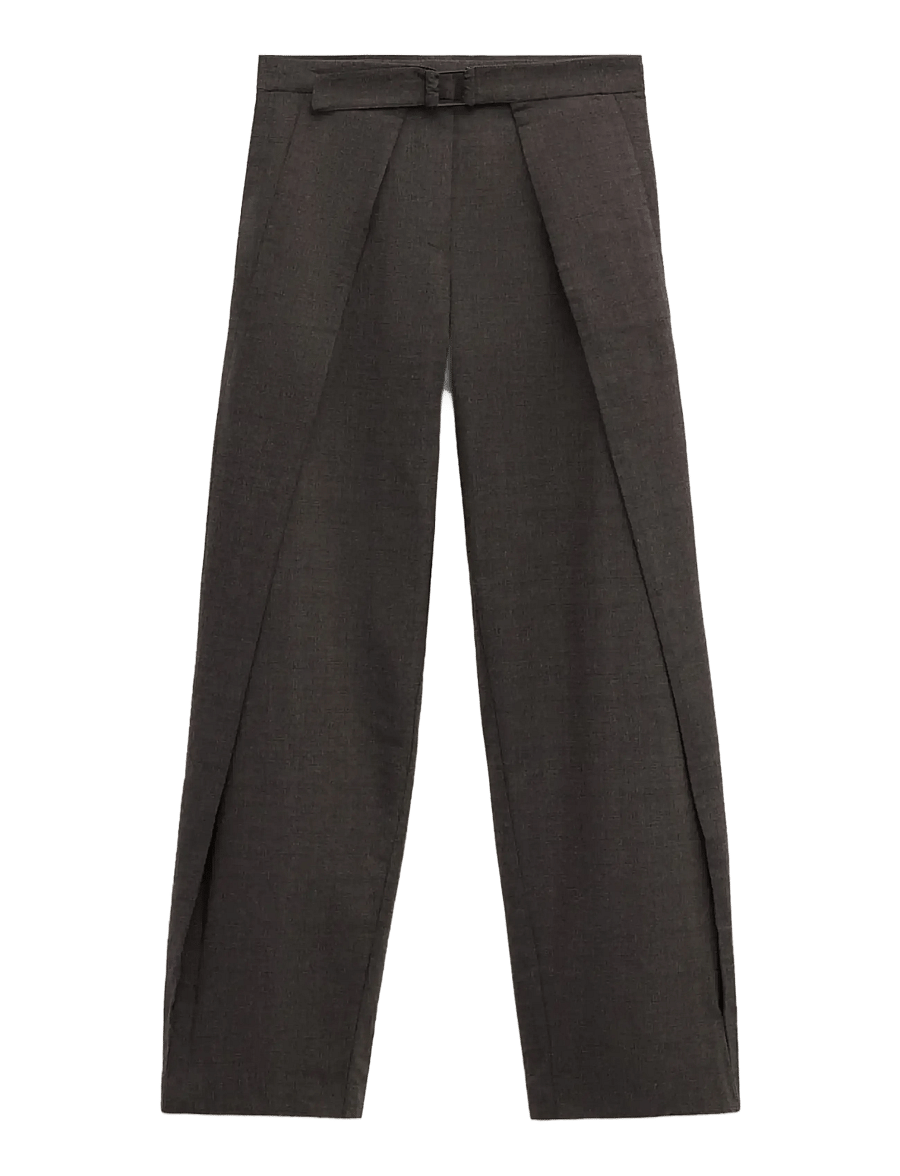 Mango - Pleated trousers with belt - raka byxor - brown - 1