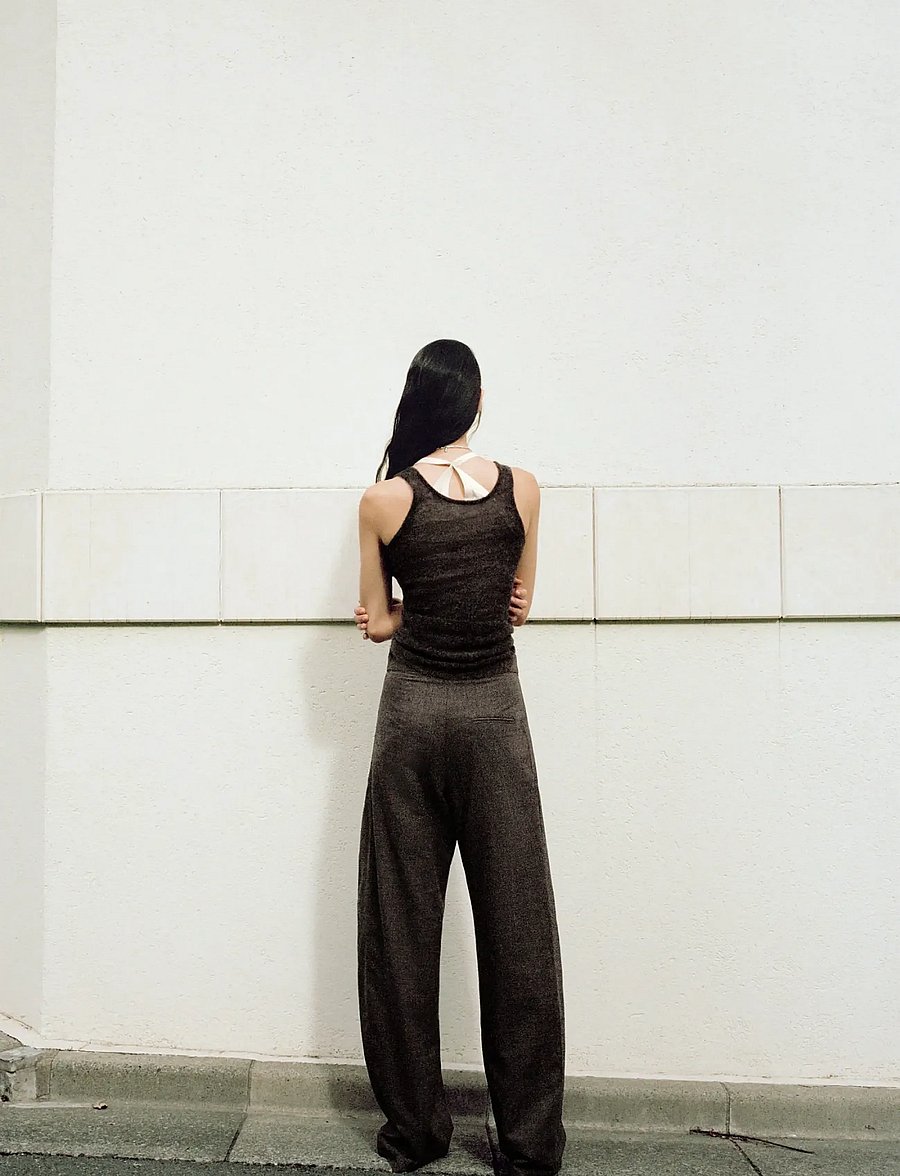 Mango - Pleated trousers with belt - raka byxor - brown - 2