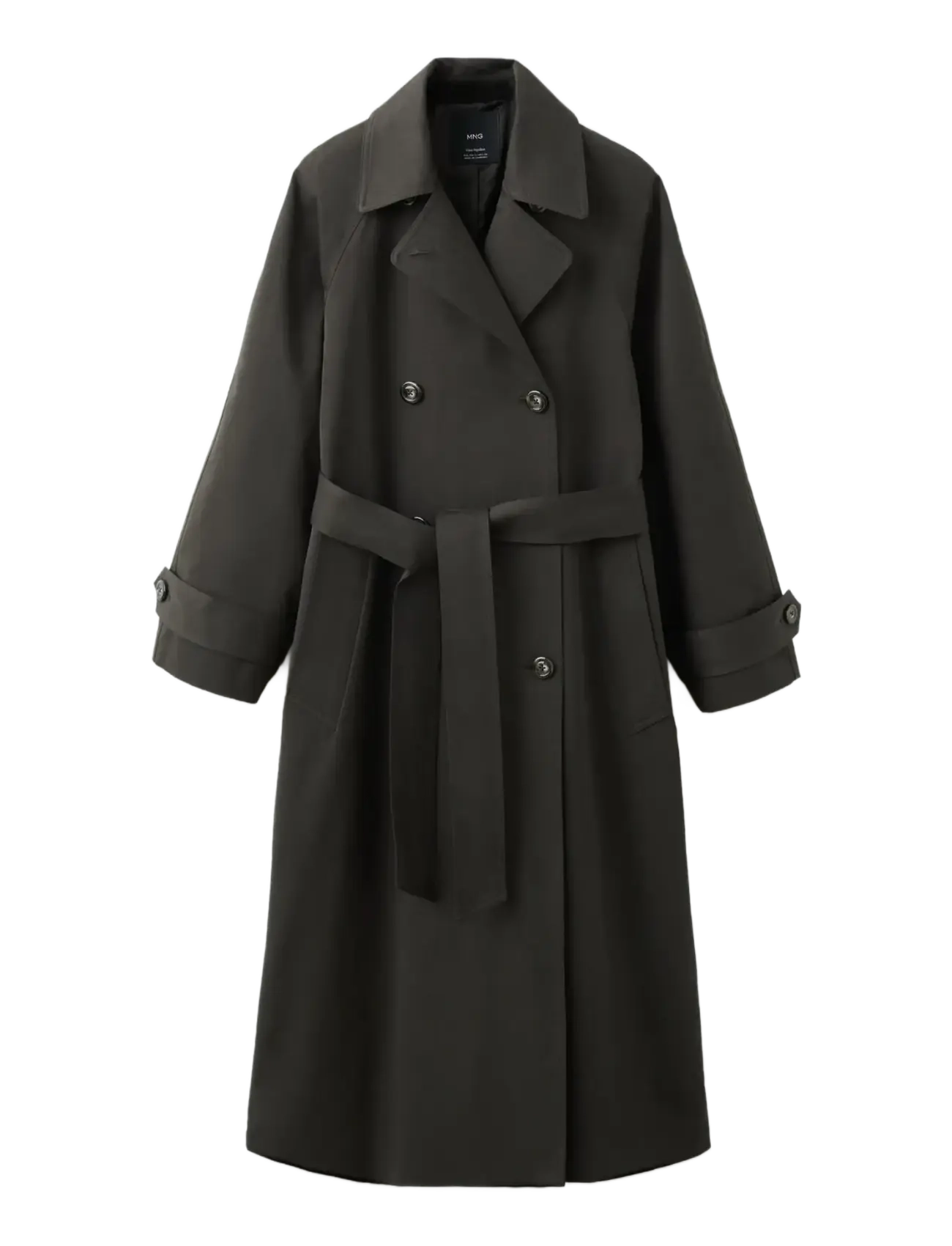MANGO Long Double-Breasted Trench Mantel Braun - XL - Damen