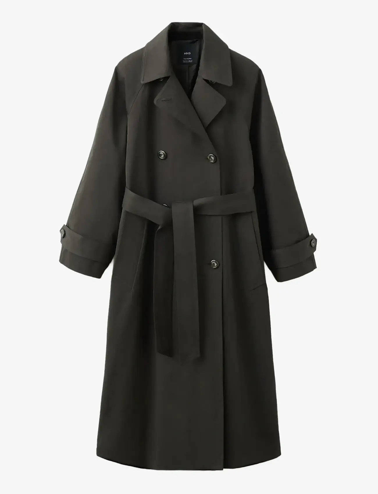Mango - Long double-breasted trench coat - trenchcoats - dark brown - 1