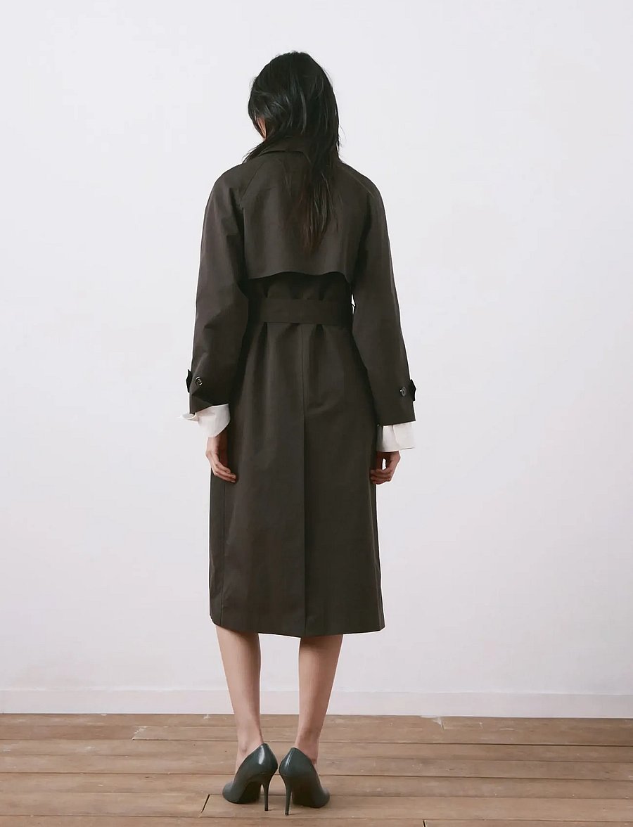 Mango - Long double-breasted trench coat - trenchcoats - dark brown - 2