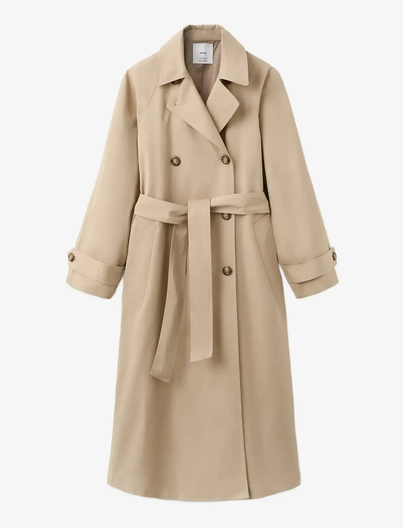 Mango - Long double-breasted trench coat - trenchcoats - light beige - 1