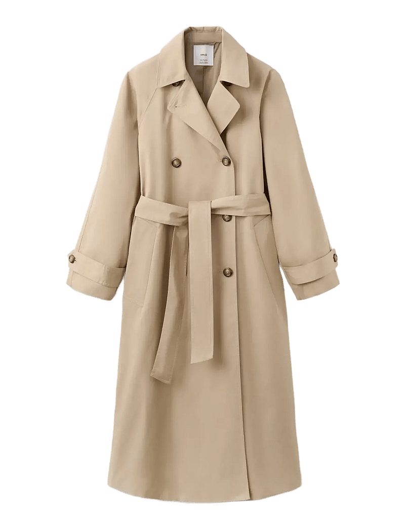 Mango - Long double-breasted trench coat - trenchcoats - light beige - 1