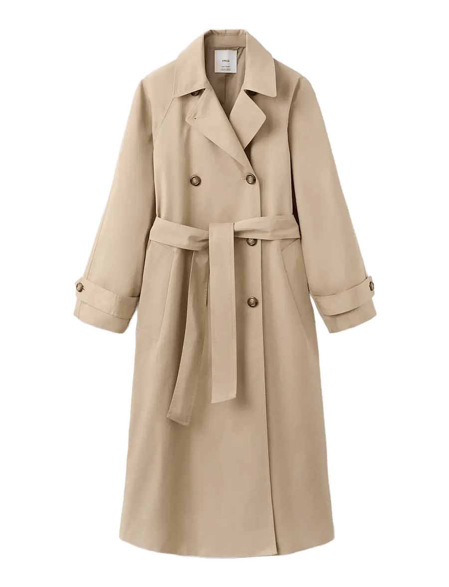 Mango - Long double-breasted trench coat - trenchcoats - light beige - 1
