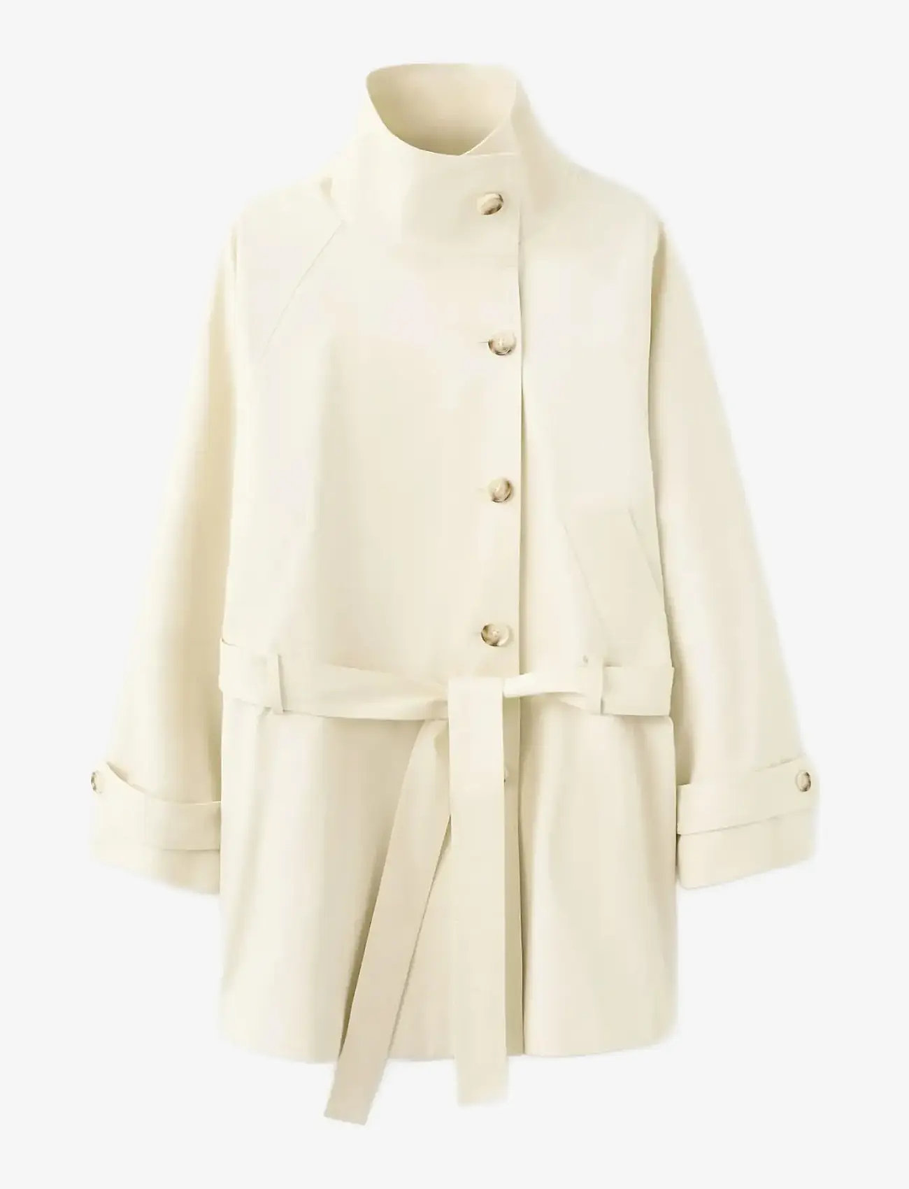 Mango - Funnel neck belted trench coat - trenchcoats - light beige - 1