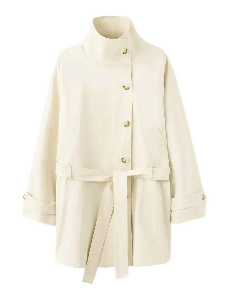 Mango - Funnel neck belted trench coat - trenchcoats - light beige - 1