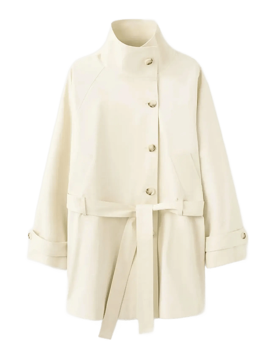 Mango - Funnel neck belted trench coat - trenchcoats - light beige - 1
