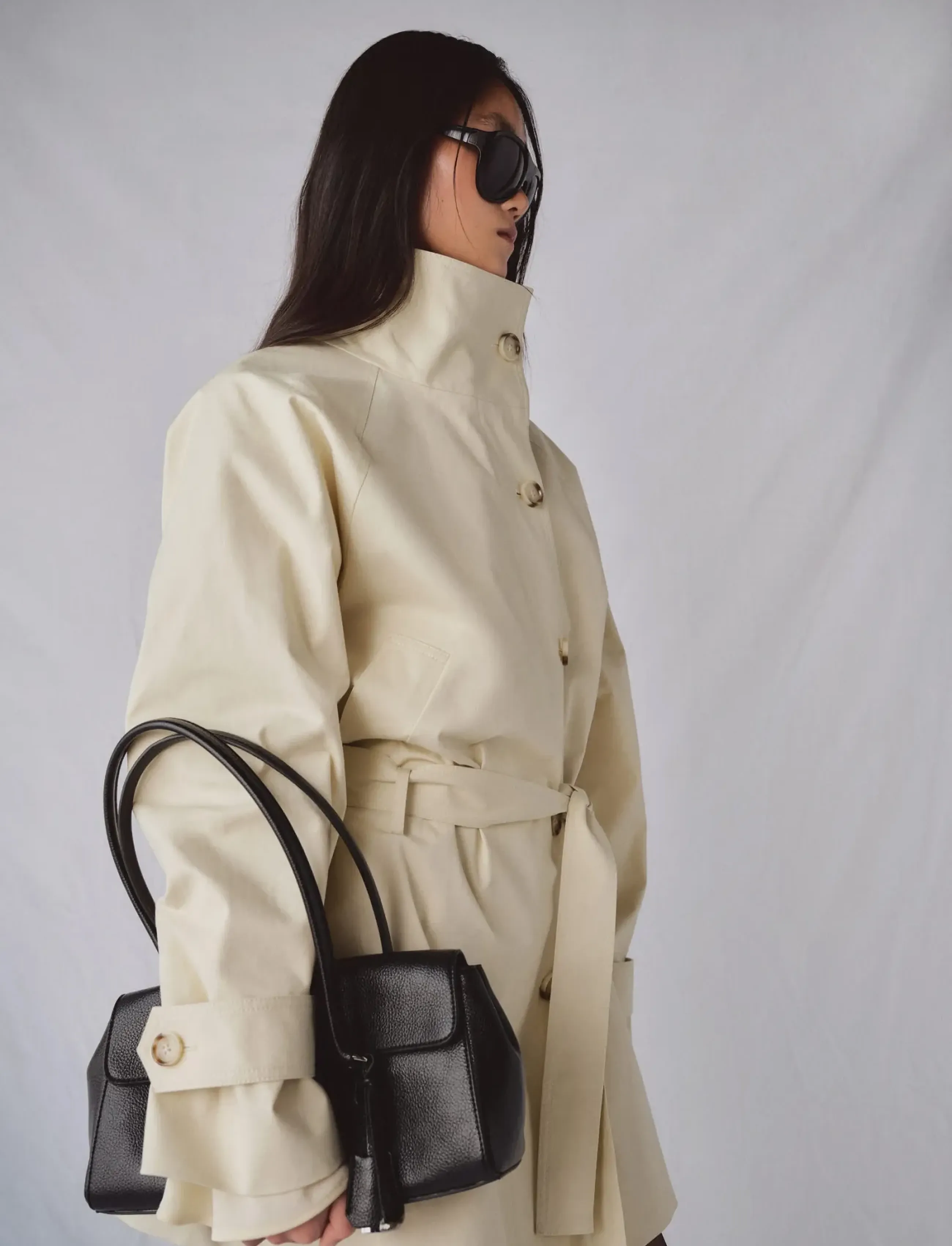 Mango Funnel Neck Belted Trench Coat, XS, Coats, Creme - Frauen