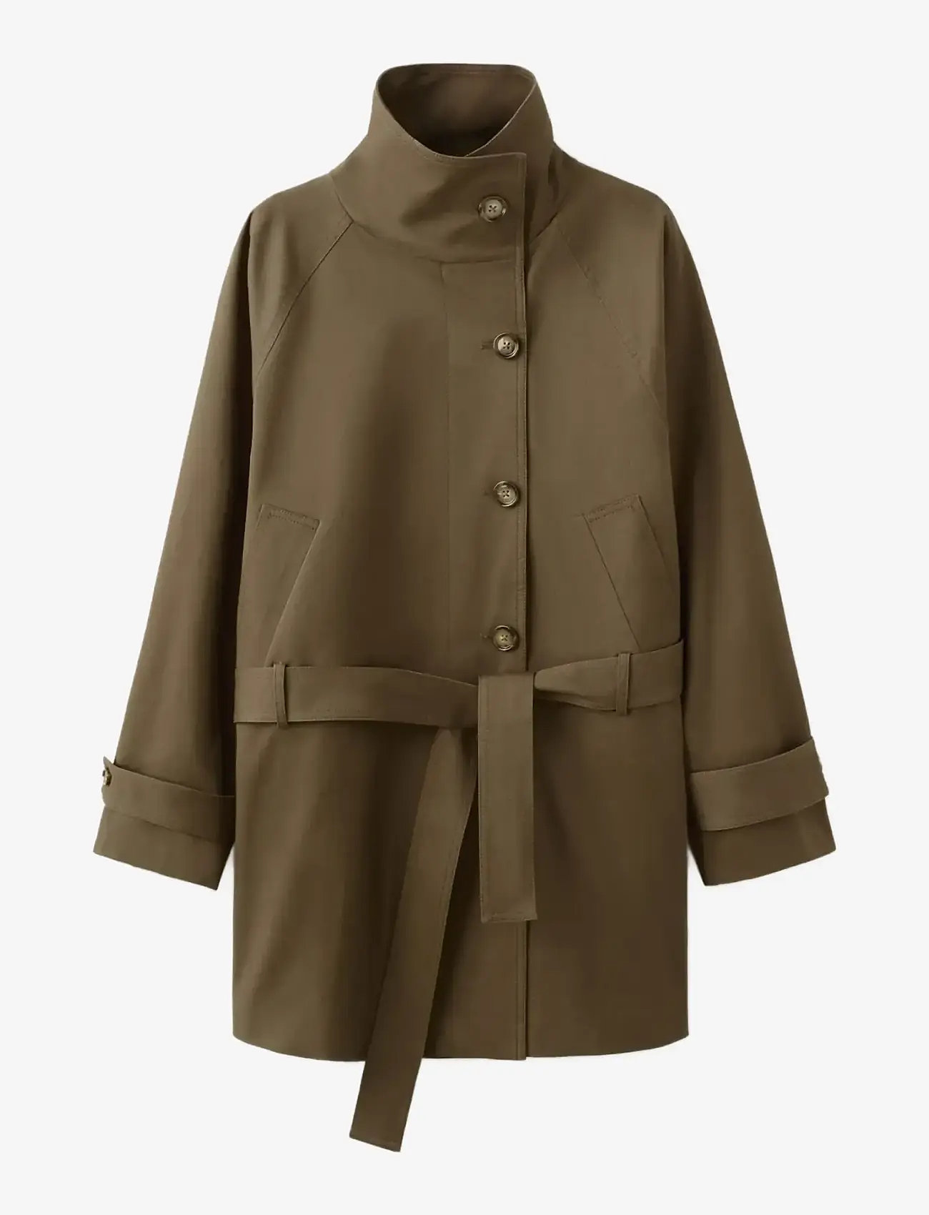 Mango - Funnel neck belted trench coat - trenchcoats - medium brown - 1