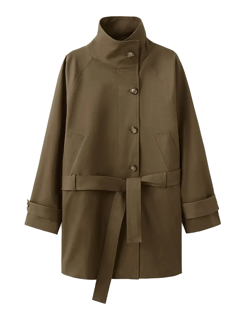 Mango - Funnel neck belted trench coat - trenchcoats - medium brown - 1