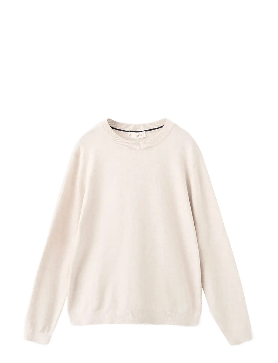 Mango - Knitted cotton sweater - stickade tröjor - light beige - 1