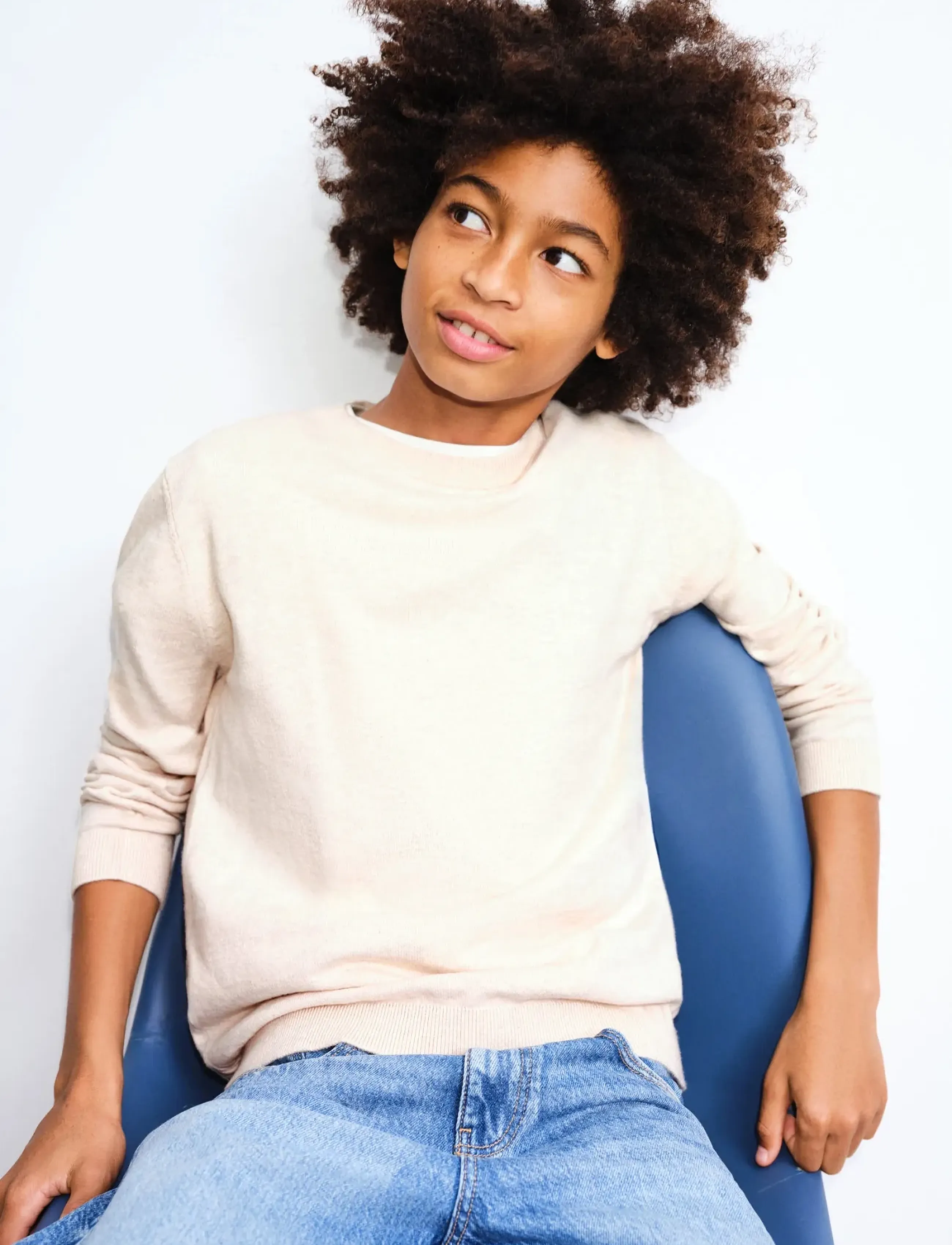 Mango Knitted cotton sweater - Oberteile - LIGHT BEIGE / cream