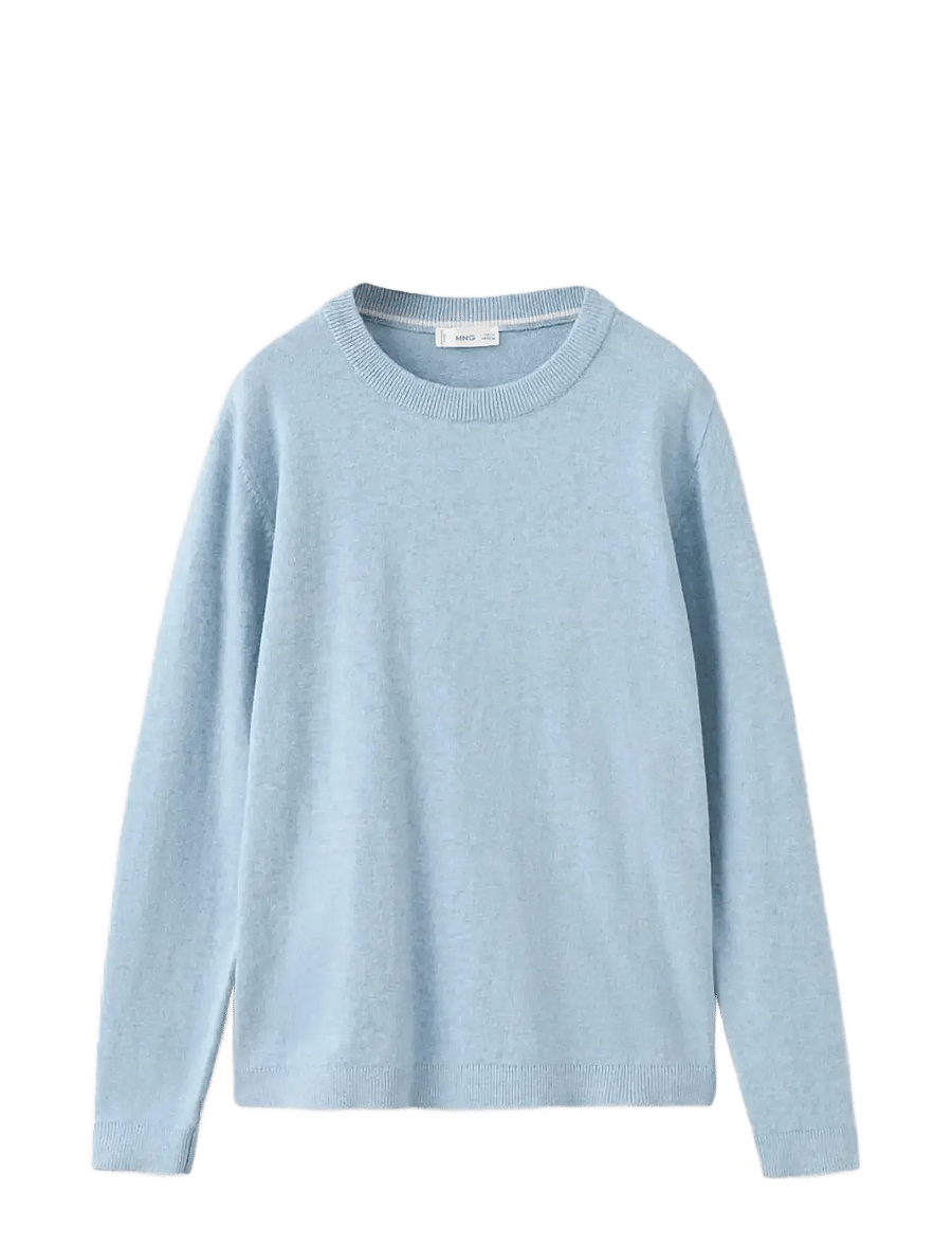 Mango - Knitted cotton sweater - stickade tröjor - medium blue - 1