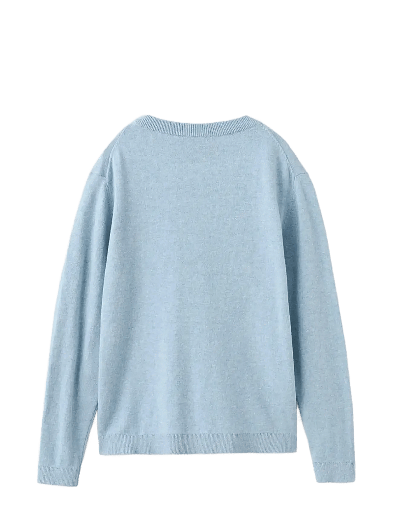 Mango - Knitted cotton sweater - stickade tröjor - medium blue - 2
