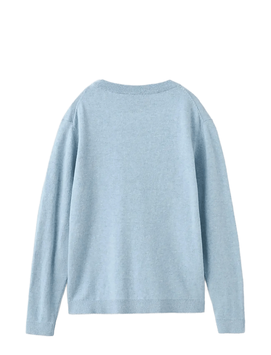 Mango - Knitted cotton sweater - stickade tröjor - medium blue - 2