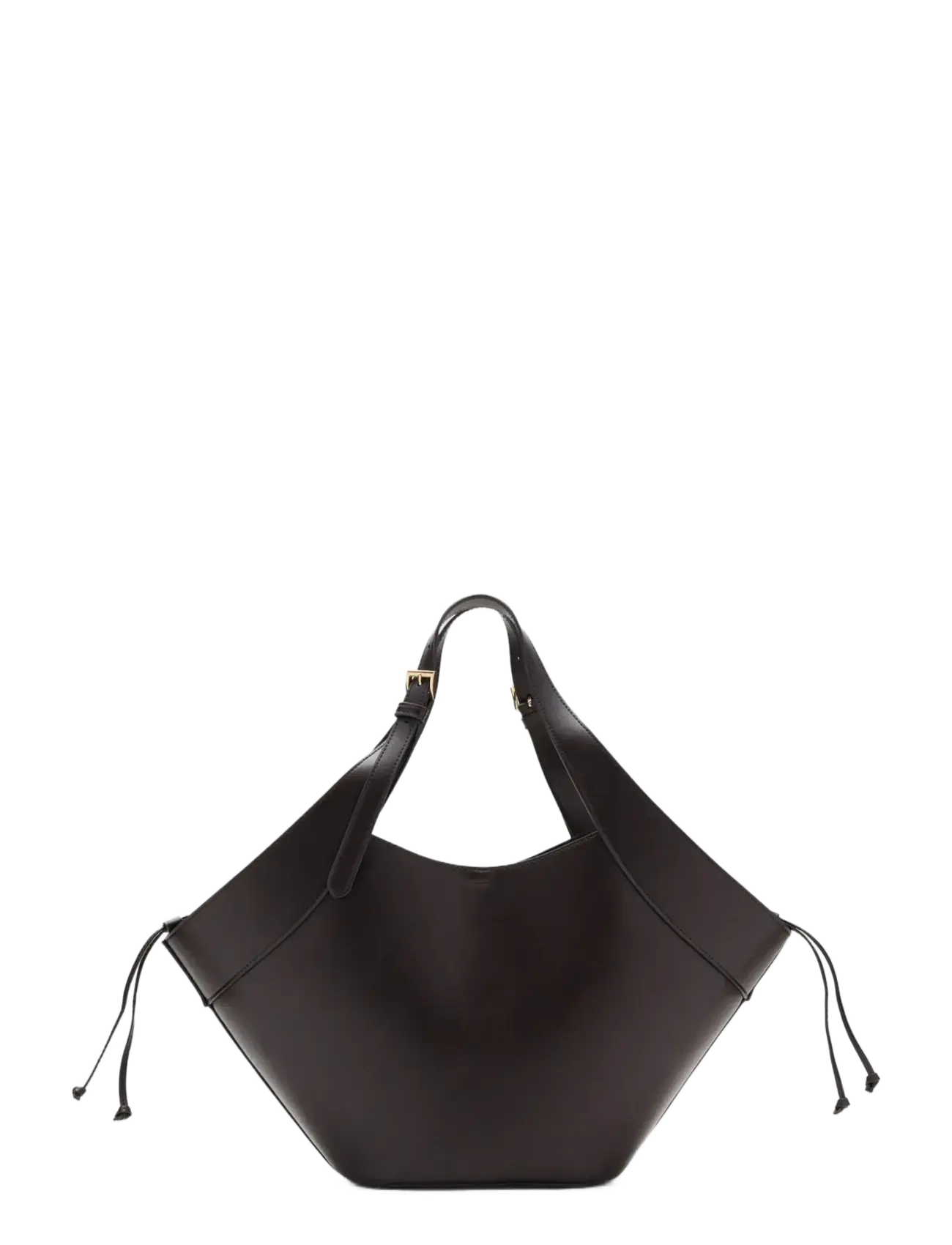Mango Large double-handle bag with buckles - Nyheder - DARK BROWN / brown