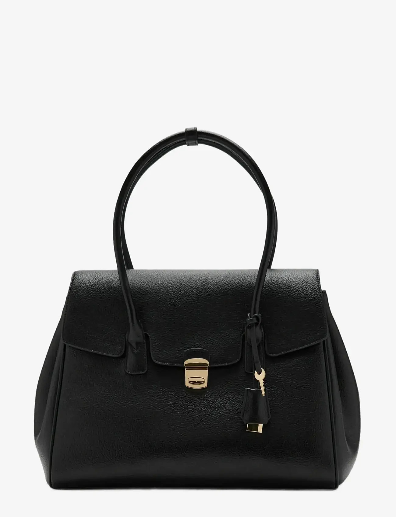 Mango - Medium city handbag with flap - handväskor - black - 0