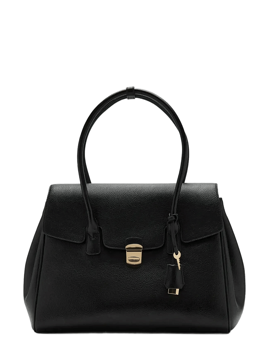 Mango - Medium city handbag with flap - særlige begivenheder - black - 0