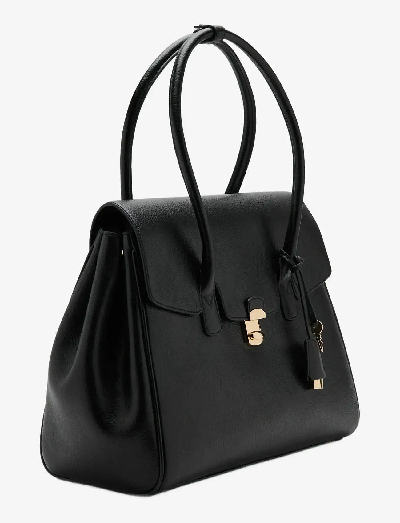 Mango - Medium city handbag with flap - handväskor - black - 1