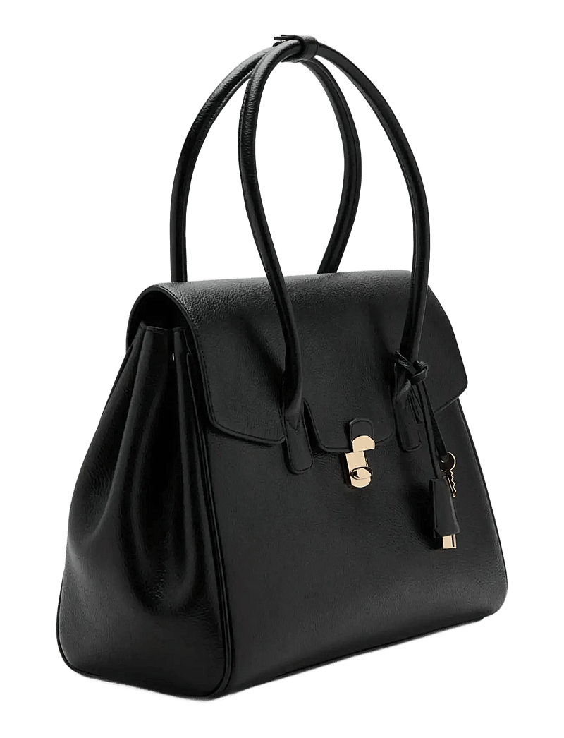 Mango - Medium city handbag with flap - handväskor - black - 1