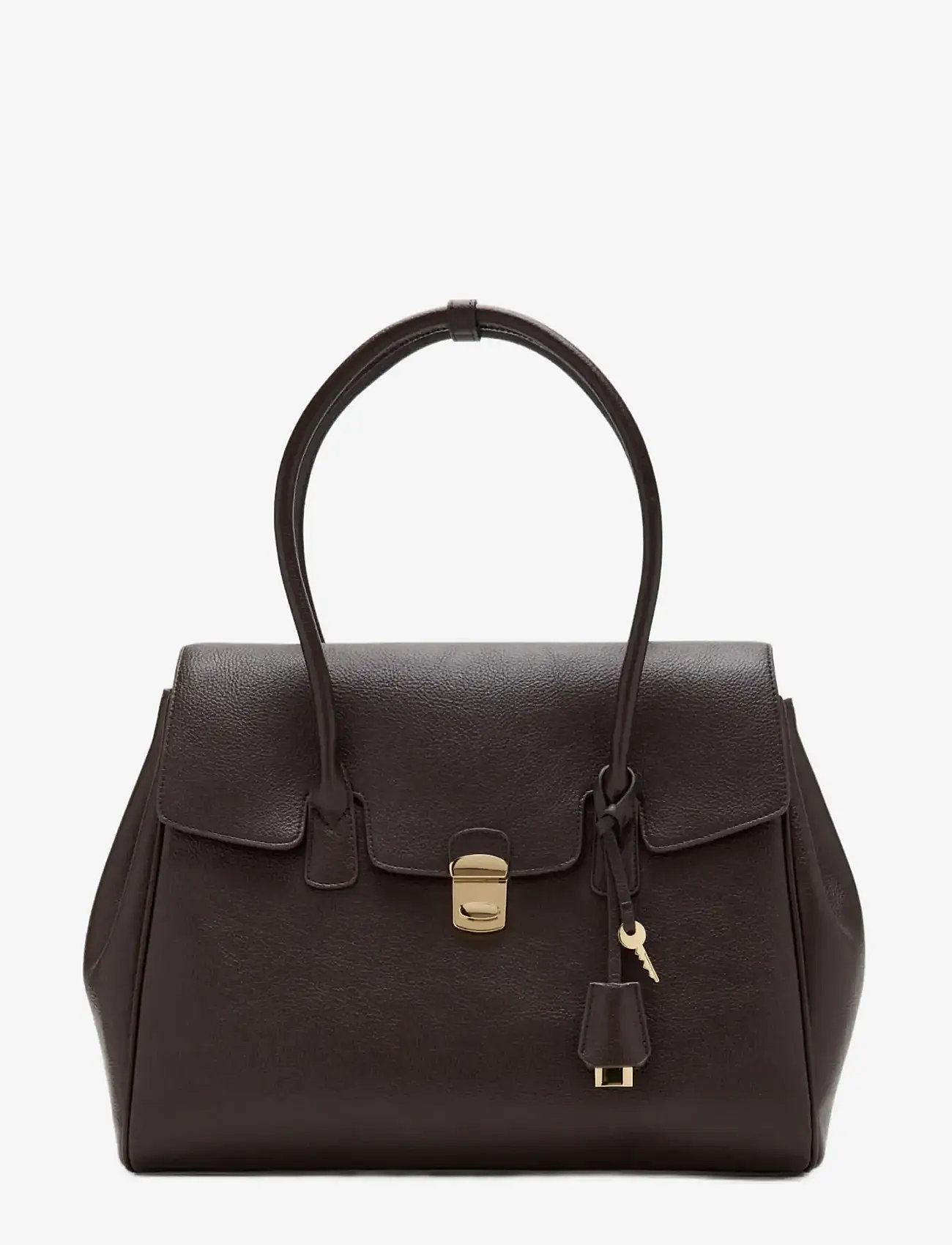 Mango - Medium city handbag with flap - særlige begivenheder - dark brown - 0