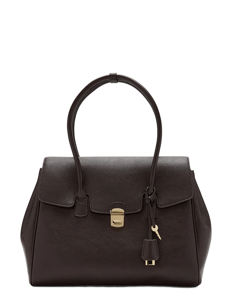Mango - Medium city handbag with flap - særlige begivenheder - dark brown - 0