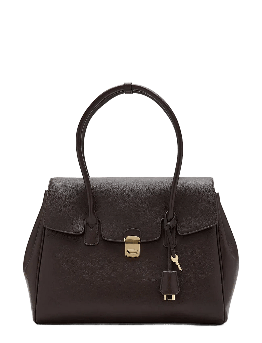 Mango - Medium city handbag with flap - speciella tillfällen - dark brown - 0