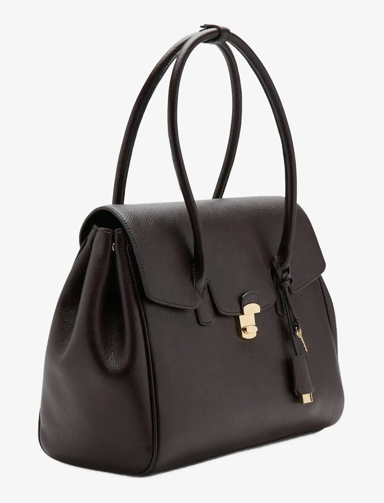 Mango - Medium city handbag with flap - særlige begivenheder - dark brown - 1
