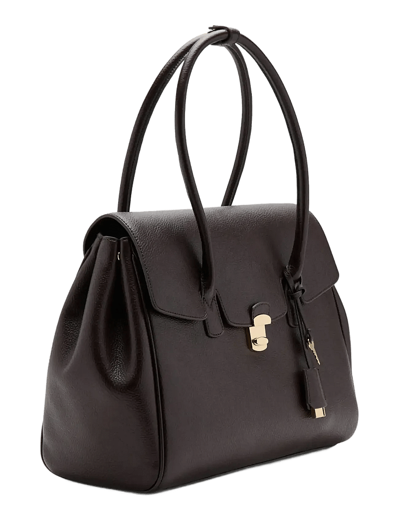 Mango - Medium city handbag with flap - særlige begivenheder - dark brown - 1