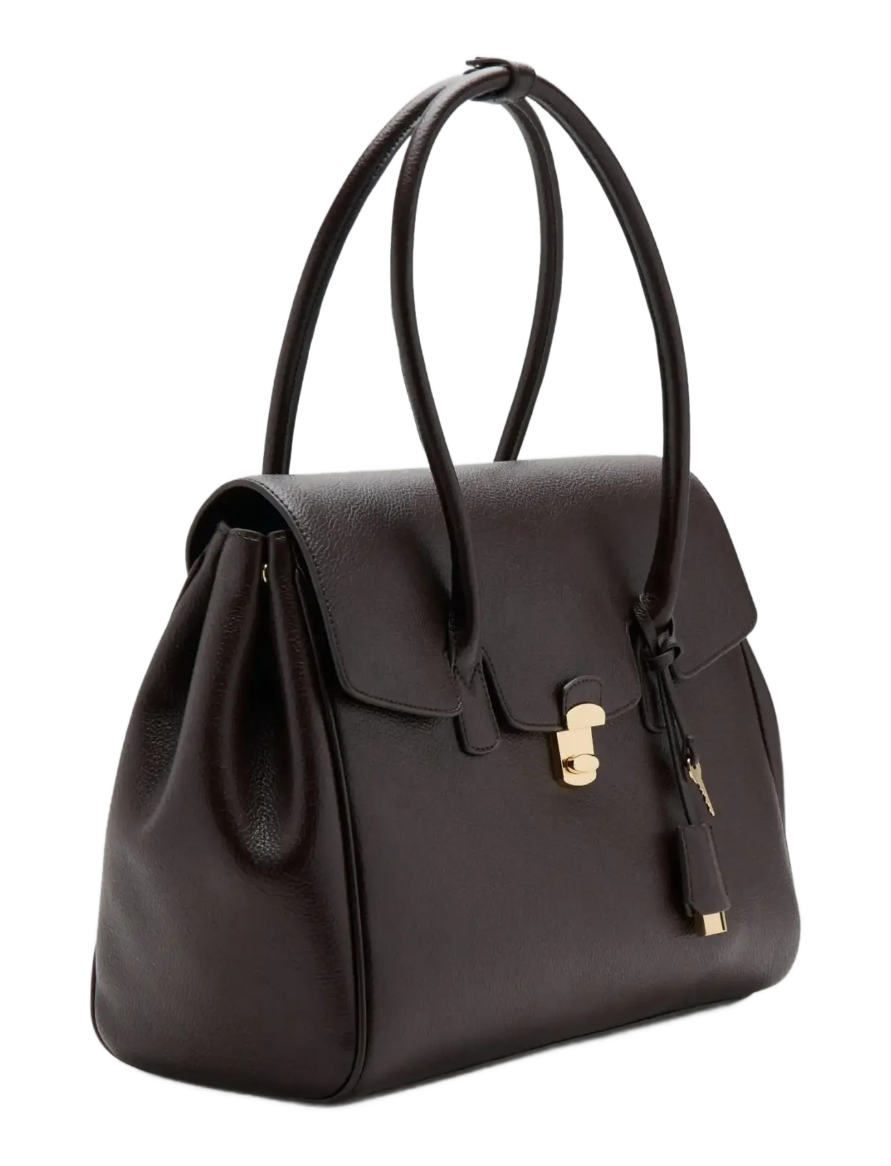Mango - Medium city handbag with flap - speciella tillfällen - dark brown - 1