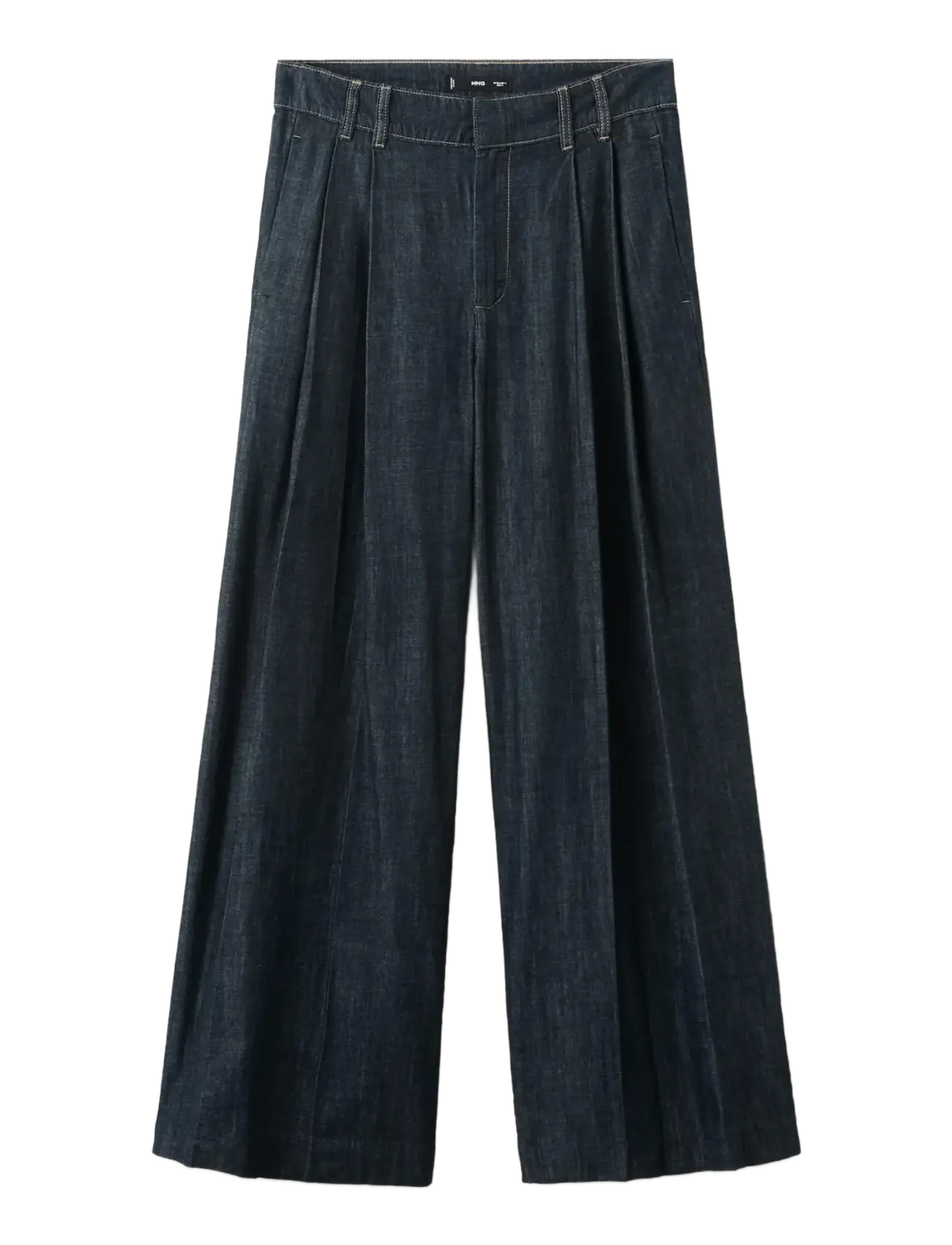 MANGO Wide Bein Denim Hosen With Gürtel Loops Navy - 34 - Damen