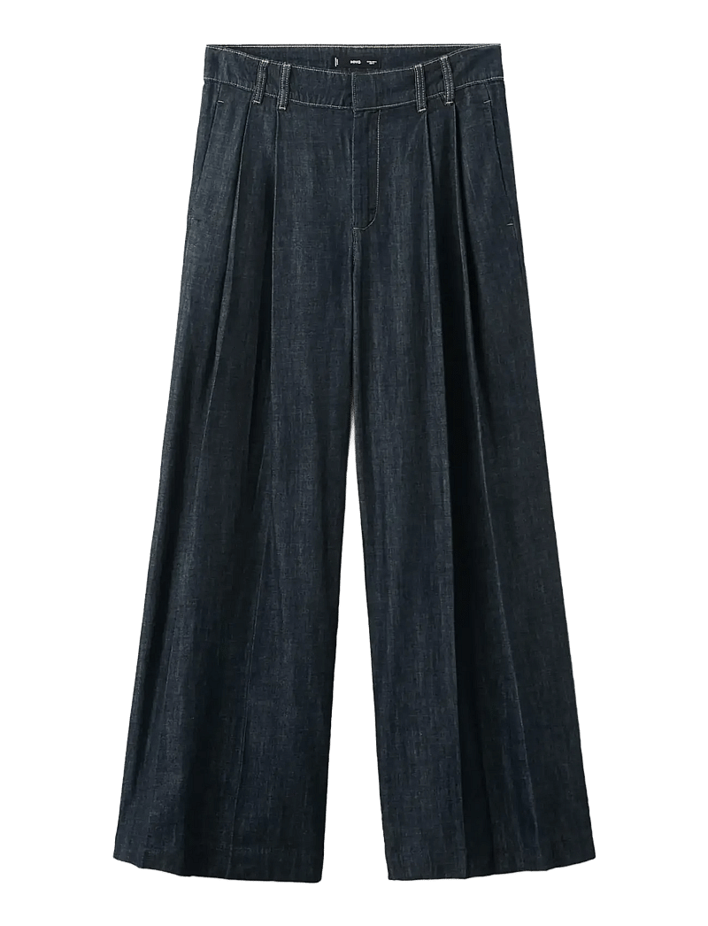 Mango - Wide leg denim trousers with belt loops - brede jeans - open blue - 1