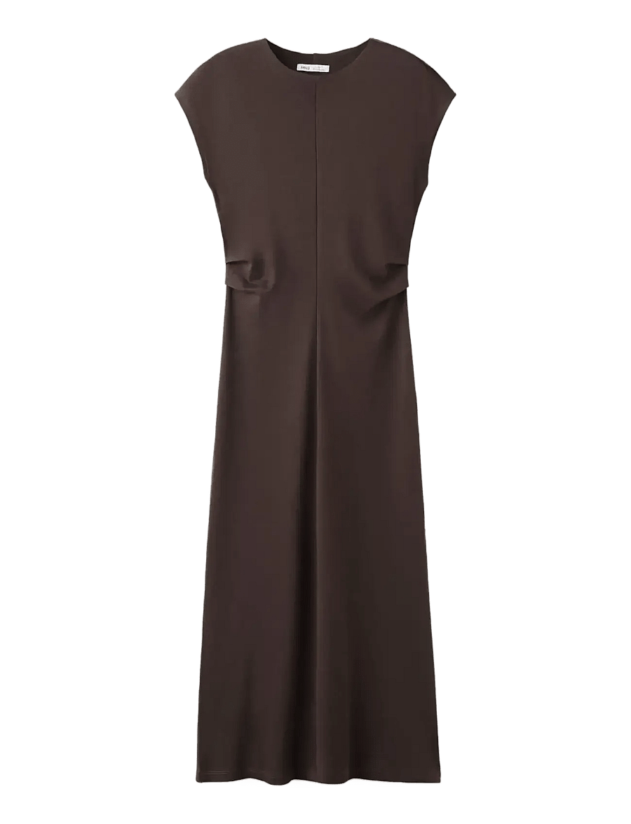 Mango - Midi-dress with draped detail - midi kjoler - brown - 1