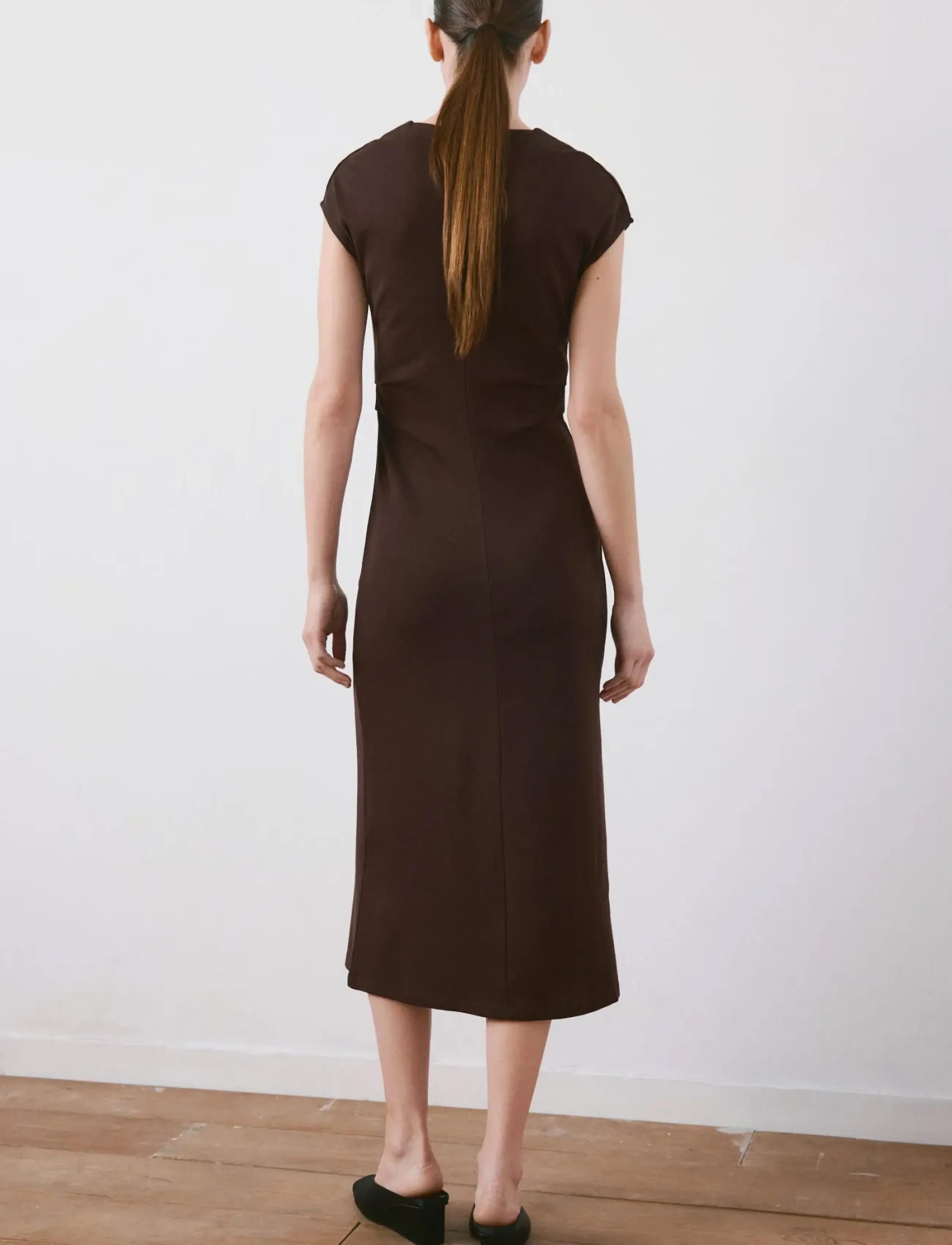 Mango - Midi-dress with draped detail - midi kjoler - brown - 2