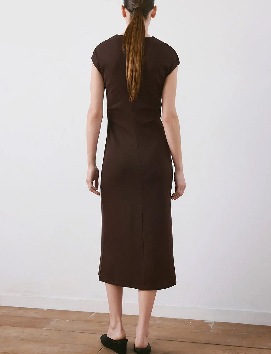 Mango - Midi-dress with draped detail - midi kjoler - brown - 2